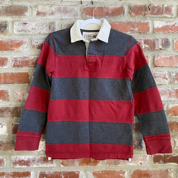 Urban Pipeline Boys Rugby shirt, Collared, Maroon & Gray, Cotton, Size M. - Picture 1 of 8